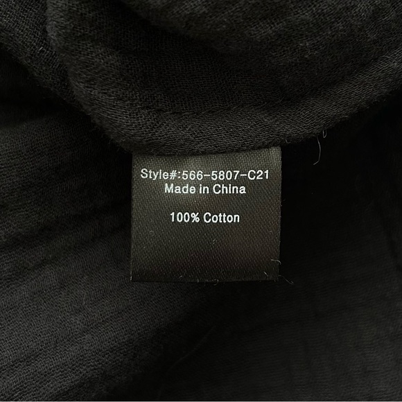 Jenni Kayne Cypress Caftan Dress Black Cotton Gauze Short Sleeve Midi Size XS - Picture 12 of 15